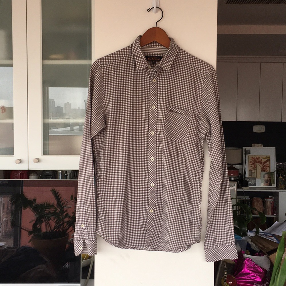 Ben Sherman brown gingham button down shirt S